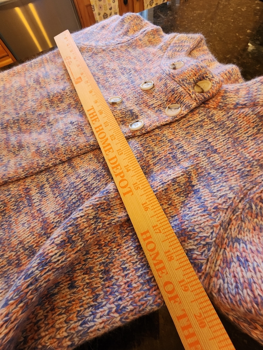 French Connection Double Breasted Mock Neck Sweater Blue Pink Spring Wool Angora - Picture 11 of 11
